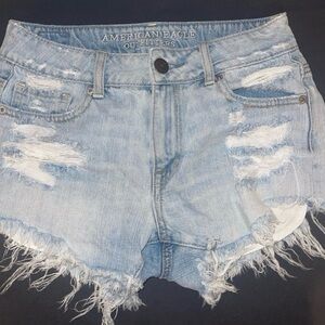 American Eagle Outfitters Light Wash Ripped Jean Shorts